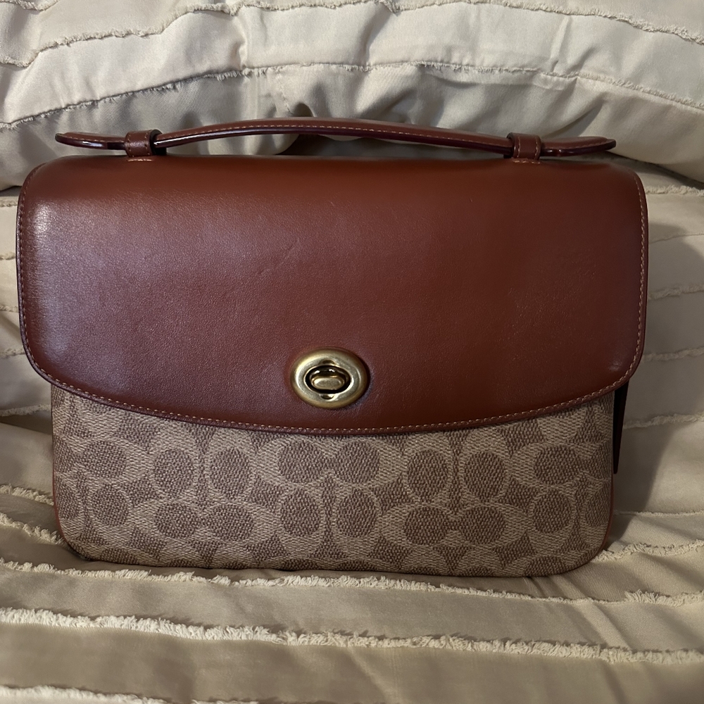 Coach Signature Brown and Tan Crossbody Bag